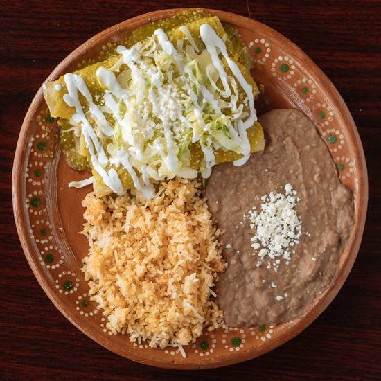 Order Green Enchilada Plate food online from Matachines Authentic Mexican Food store, Edmond on bringmethat.com