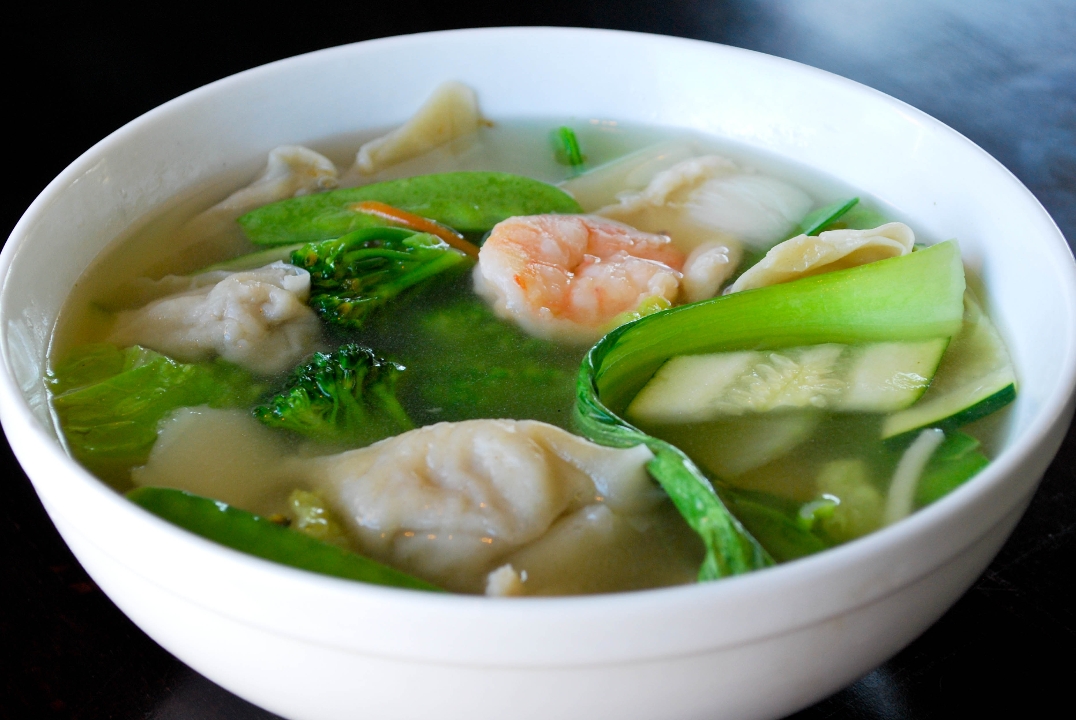 Order Studio City Wonton Soup - Quart food online from Kung Pao Bistro store, West Hollywood on bringmethat.com