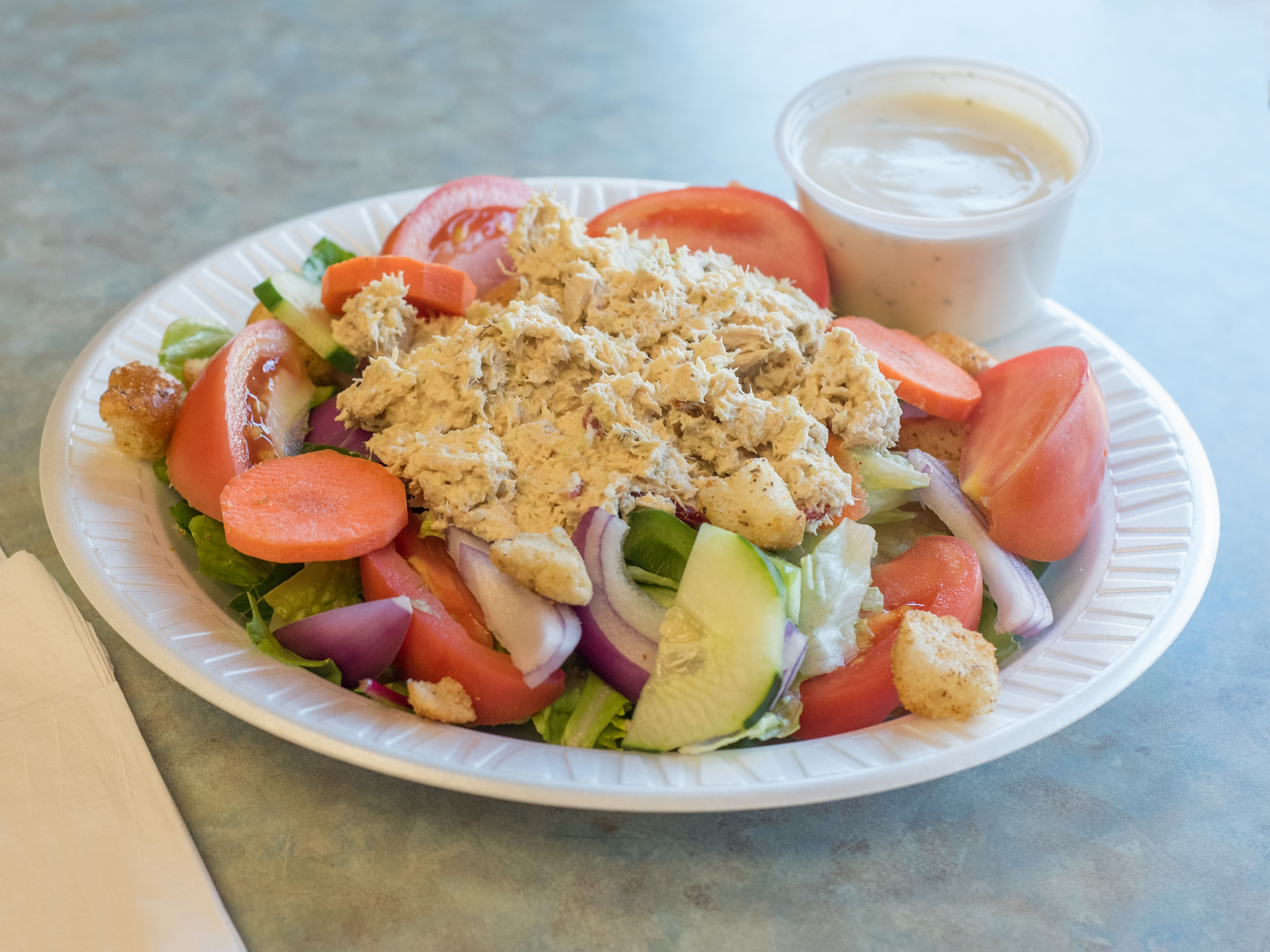Order Garden Salad with Tuna Fish food online from Maria D's Sub Shop store, Baltimore on bringmethat.com