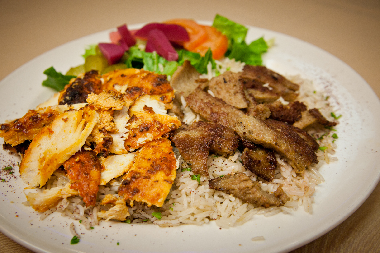 Order Lamb and Chicken Mixed Shawerma food online from Al-Sham Restaurant store, Philadelphia on bringmethat.com