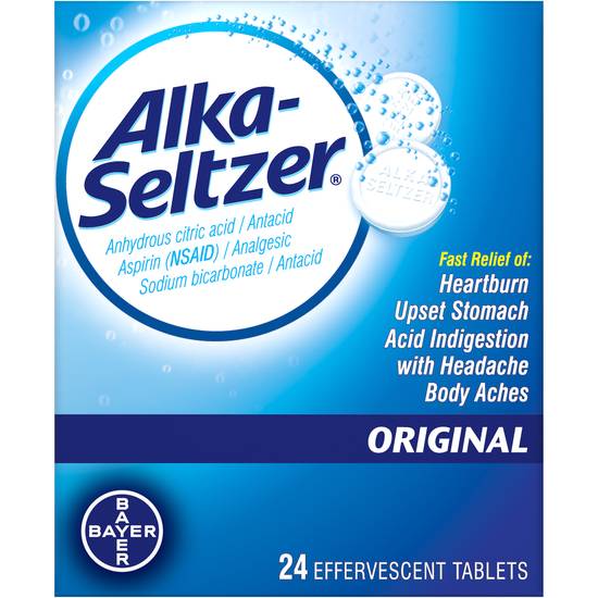 Order Alka Seltzer Antacid/Analgesic Original Effervescent Tablets (24 ct) food online from Rite Aid store, Cortland on bringmethat.com