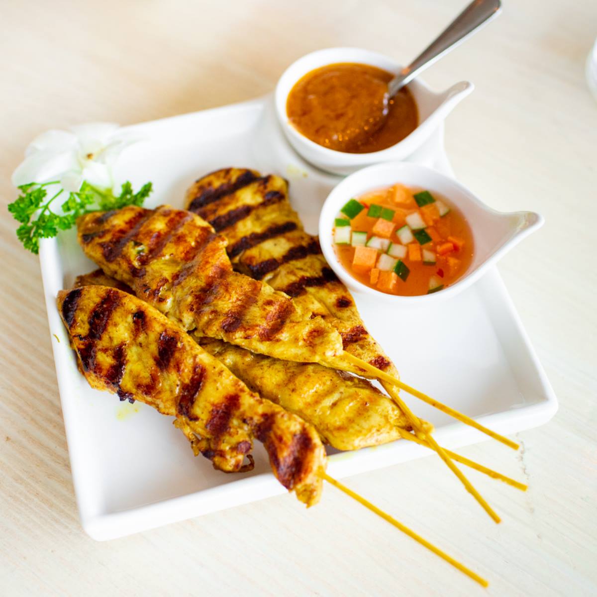 Order Chicken Sa-tay food online from Somtum Modern Thai Cuisine store, West Roxbury on bringmethat.com