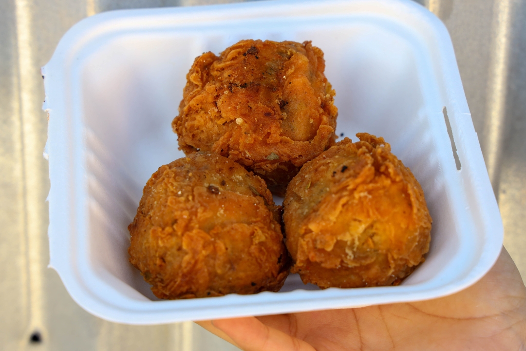 Order Boudin Balls (3) food online from Blu's Barbeque & Bbq Catering store, Dallas on bringmethat.com