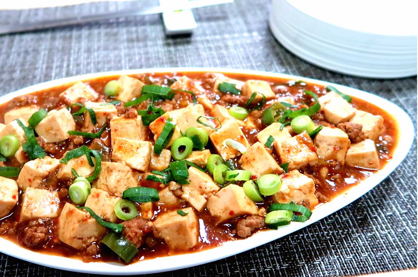 Order Ma Po Tofu with Ground Pork food online from Chau's cafe store, Ashburn on bringmethat.com