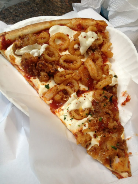Order Sweet and Spicy Calamari Pizza Slice food online from Little Italy Pizza store, New York on bringmethat.com