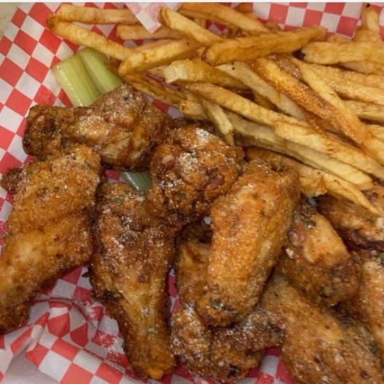 Order Wings (6 pcs) & Fries food online from Donya’s Kitchen store, College Park on bringmethat.com