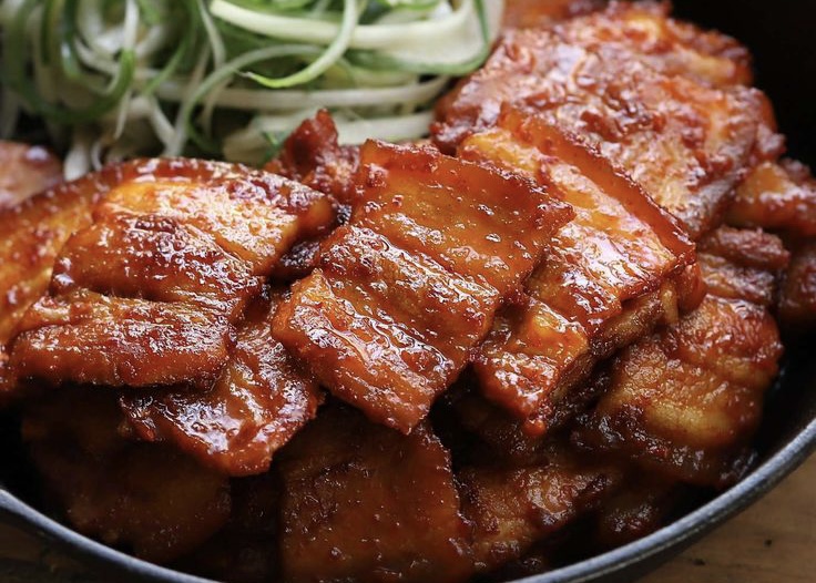 Order B4. Spicy Pork Belly BBQ food online from Grammy Karaoke Korean Bbq store, Virginia Beach on bringmethat.com