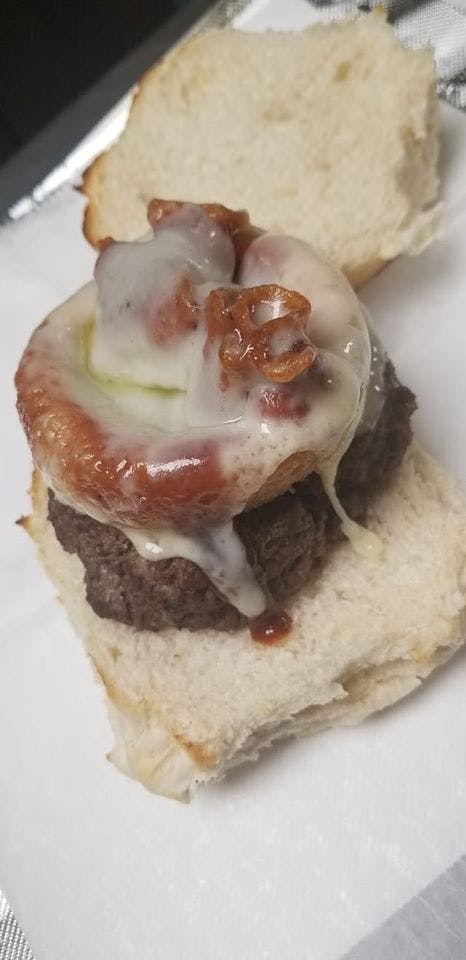 Order Texan Burger - 1/2 lb. food online from Prime Time Pizza Inc store, Apollo on bringmethat.com