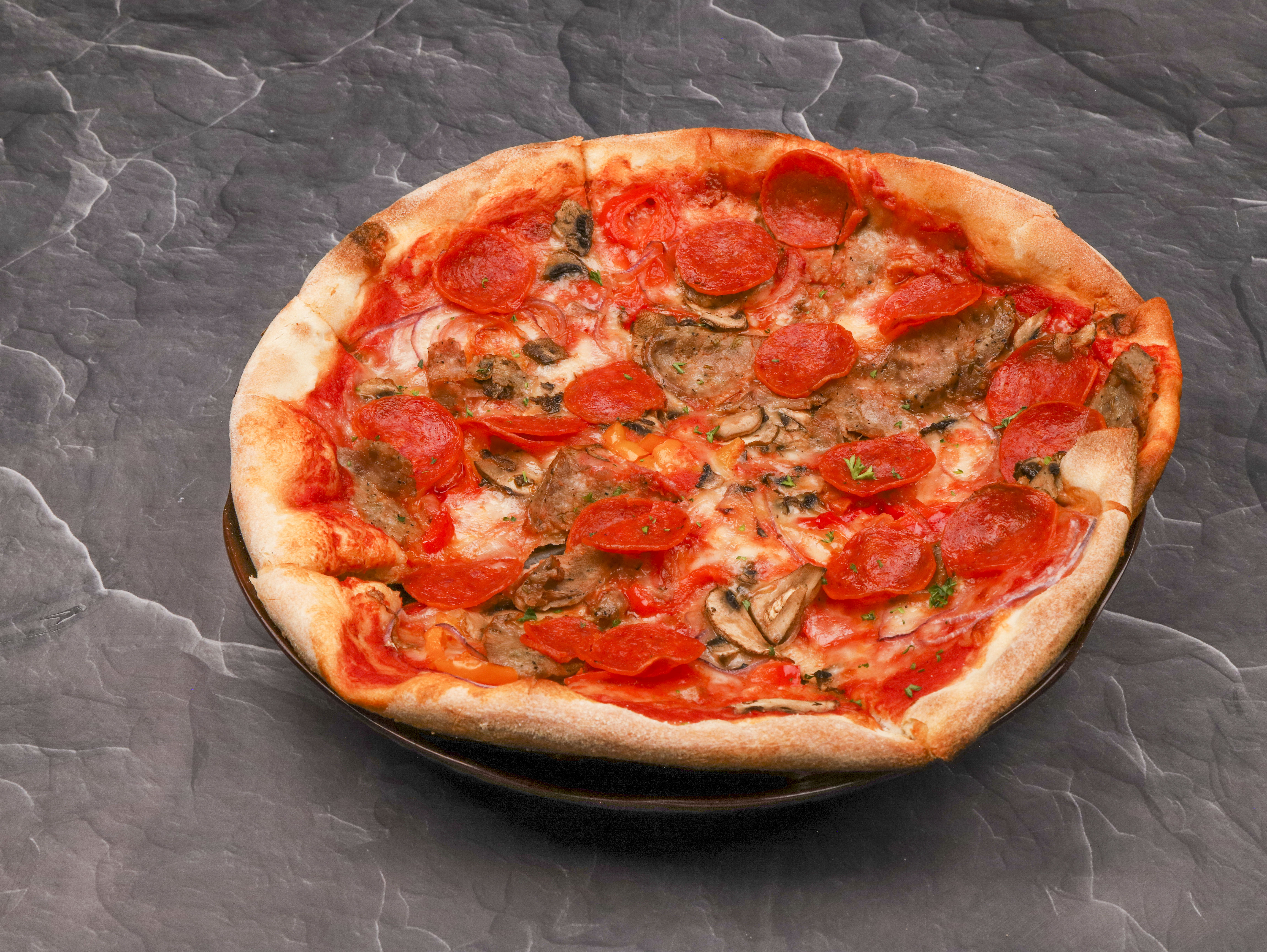 Order House Special Pizza food online from Barzinis Pizzeria store, Deerfield Beach on bringmethat.com
