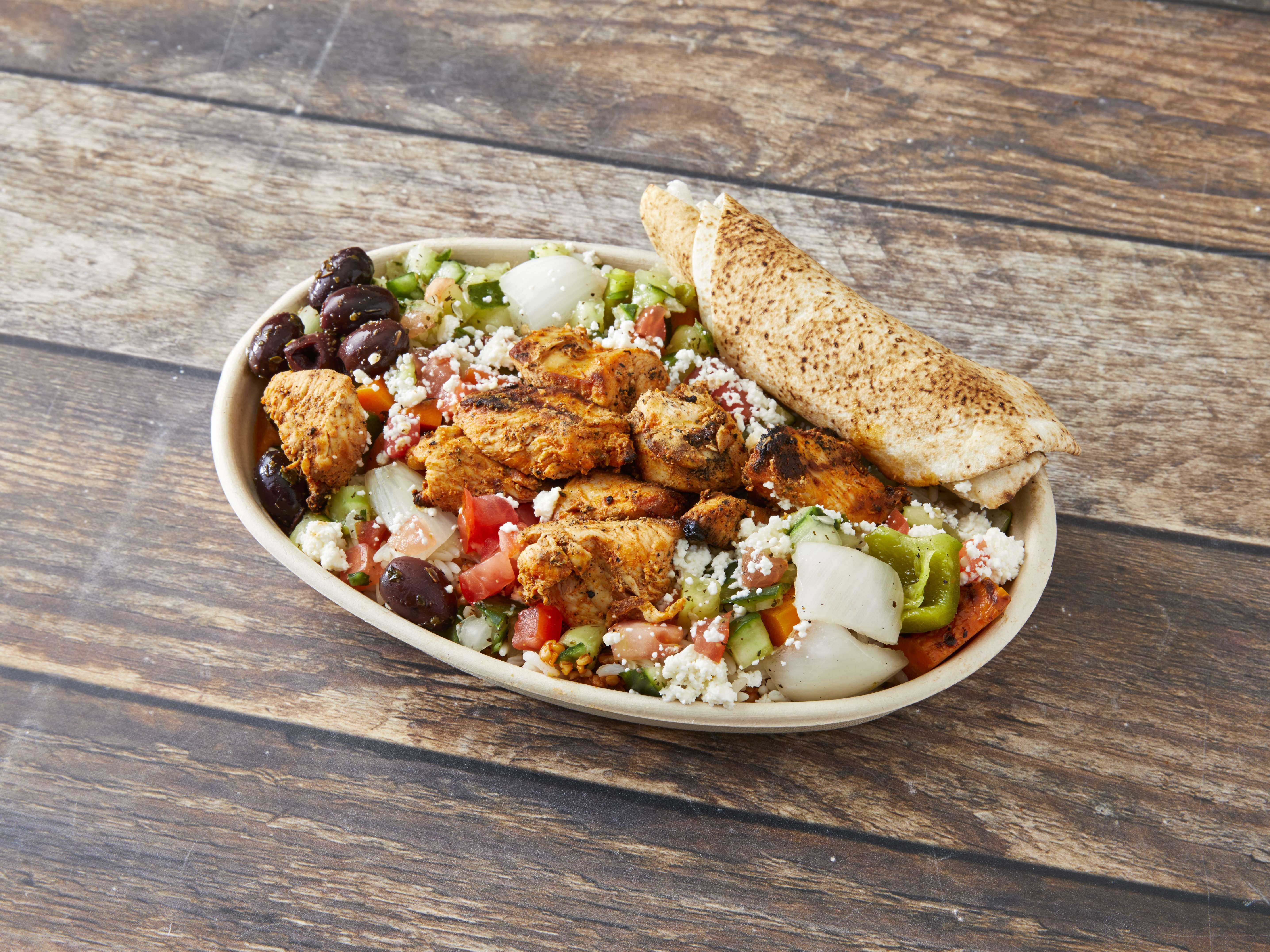 Order Chicken Kabob Bowl food online from Mr. Kabob Xpress store, Troy on bringmethat.com