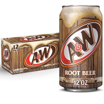 Order A&W Original Classic Root Beer Soda Soft Drink Cans 12 pack food online from Deerings Market store, Traverse City on bringmethat.com