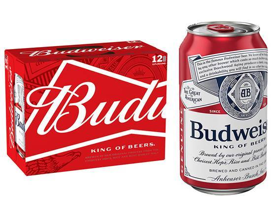 Order Budweiser, 12pk-12oz can beer (5.0% ABV) food online from Samco Food Store store, Bakersfield on bringmethat.com