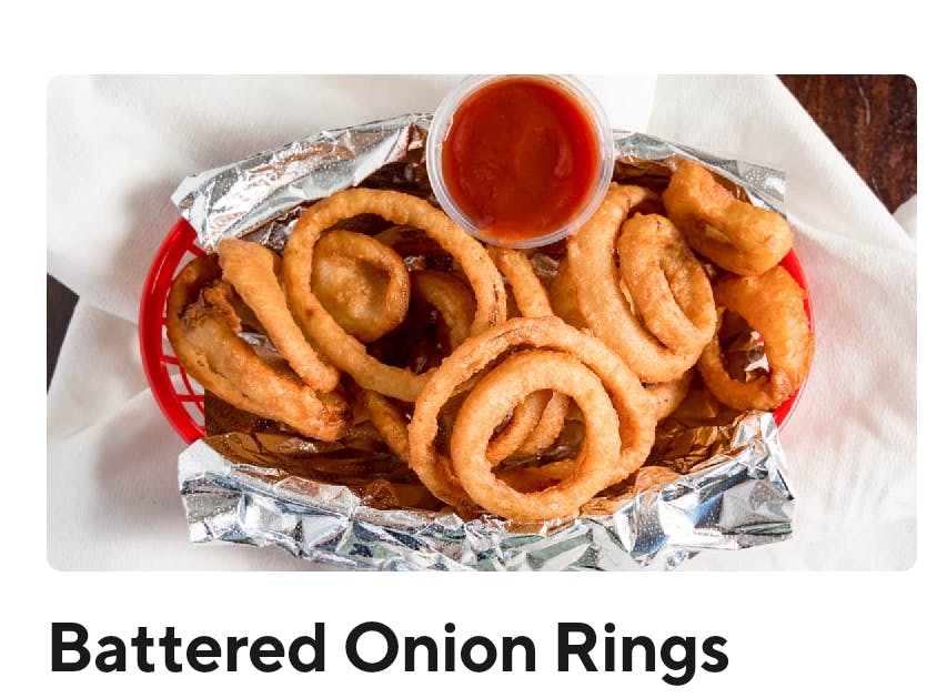 Order Battered Onion Rings - Appetizer food online from Shane Pizza On 87 store, Chandler on bringmethat.com