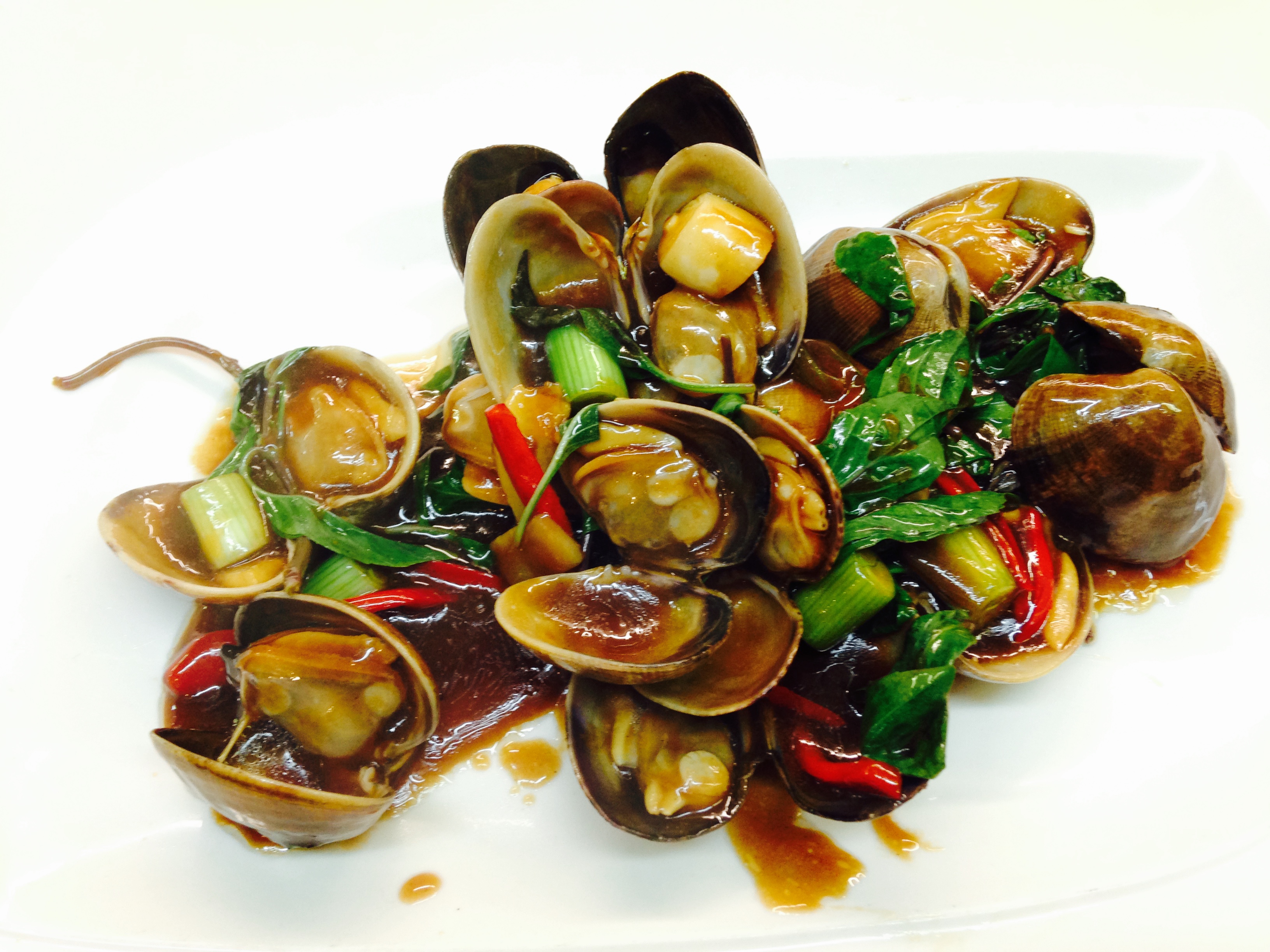 Order Stir Fried Live Clam with Basil (Taiwanese Style) food online from Joy Restaurant store, San Mateo on bringmethat.com