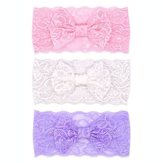 Order Khristie® Size 0-36M 3-Pack Lace Bow Headbands food online from Bed Bath & Beyond store, Lancaster on bringmethat.com