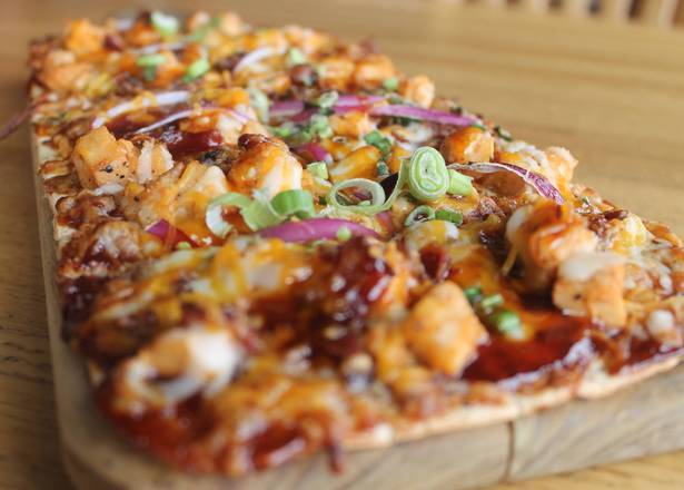 Order Bourbon BBQ Chicken Flatbread food online from Crooked Pint Ale House store, Savage on bringmethat.com