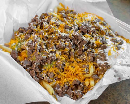 Order Spec#8 Carne Asada Fries food online from Los Alazanes Mexican Food store, Barstow on bringmethat.com