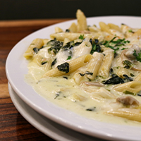 Order Creamy Mushroom and Spinach Pasta food online from El Greco Pizza & Pasta store, Elmhurst on bringmethat.com