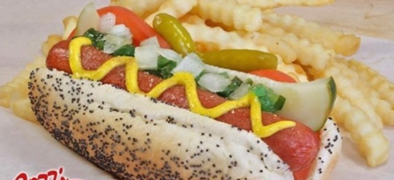 Order Hot Dog with Fries food online from Cozzi Corner Hot Dogs Beef & Catering store, Downers Grove on bringmethat.com