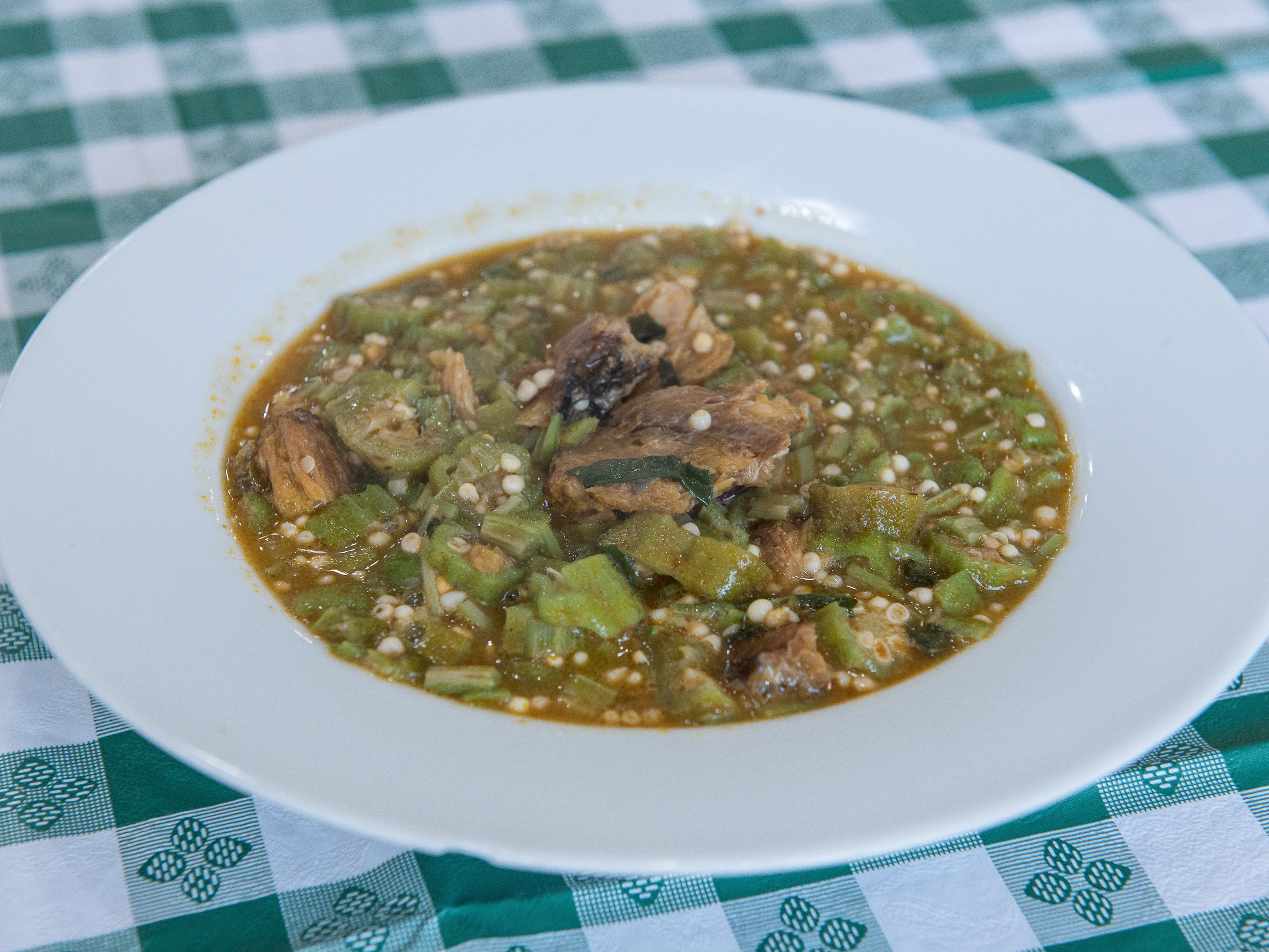 Order Okra Soup food online from Pat Delicious African Restaurant store, Columbus on bringmethat.com