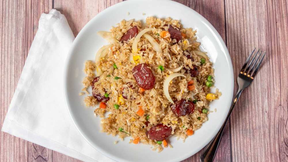 Order 65. Sausage Fried Rice food online from Mekong Lao Thai Cuisine store, San Diego on bringmethat.com