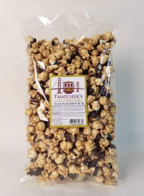 Order Chocolate Drizzled Sea Salt - 12 Oz food online from Thatcher's Special Popcorn store, San Francisco on bringmethat.com