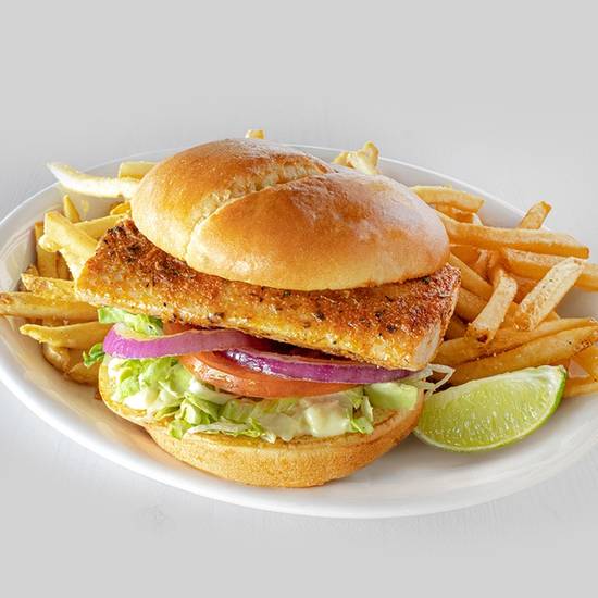 Order Blackened or Grilled Mahi Fish Sandwich food online from Hurricane Grill & Wings store, Hauppauge on bringmethat.com