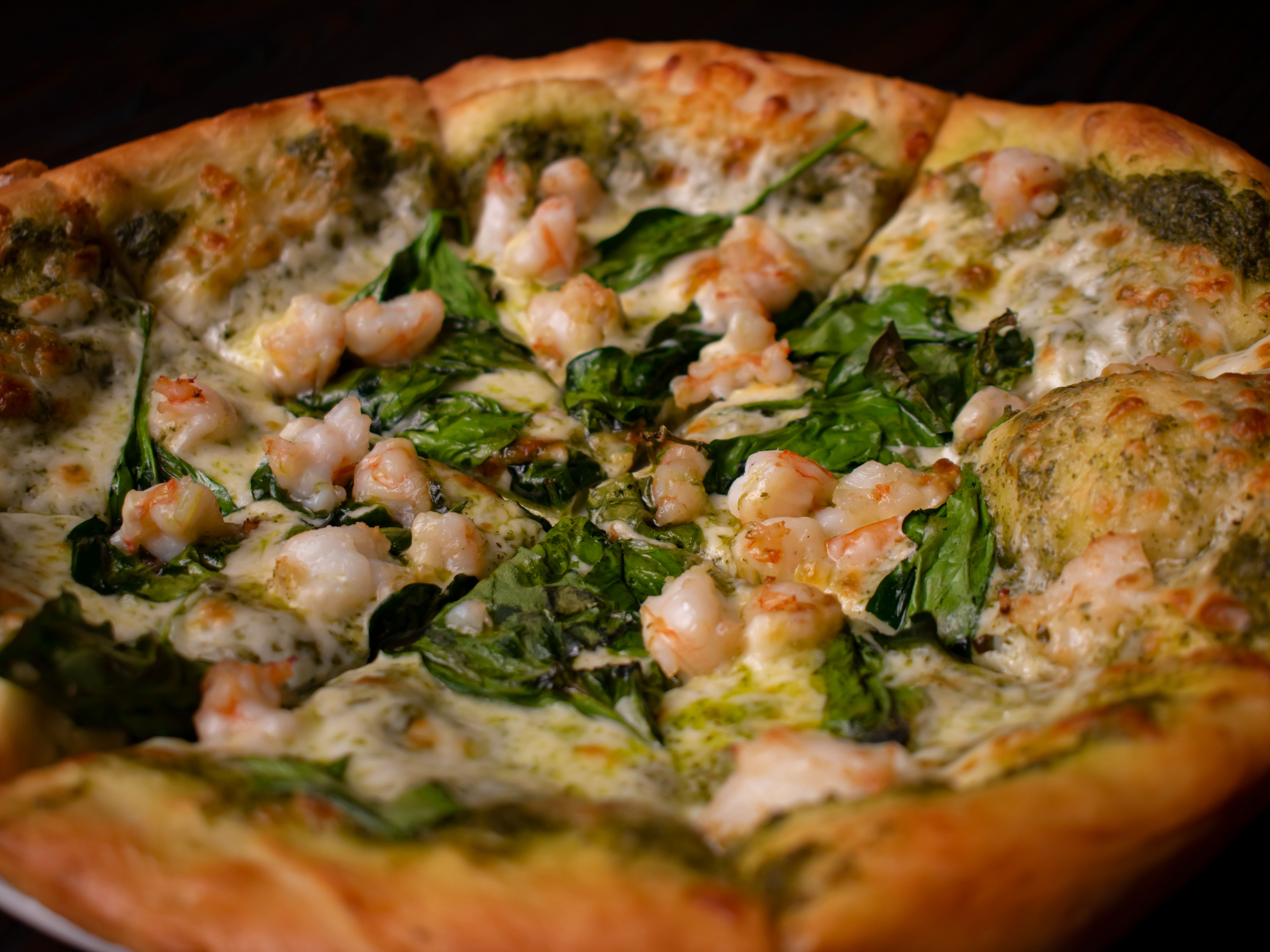 Order Shrimp Pesto Pizza Pie food online from La Papillon store, Lancaster on bringmethat.com