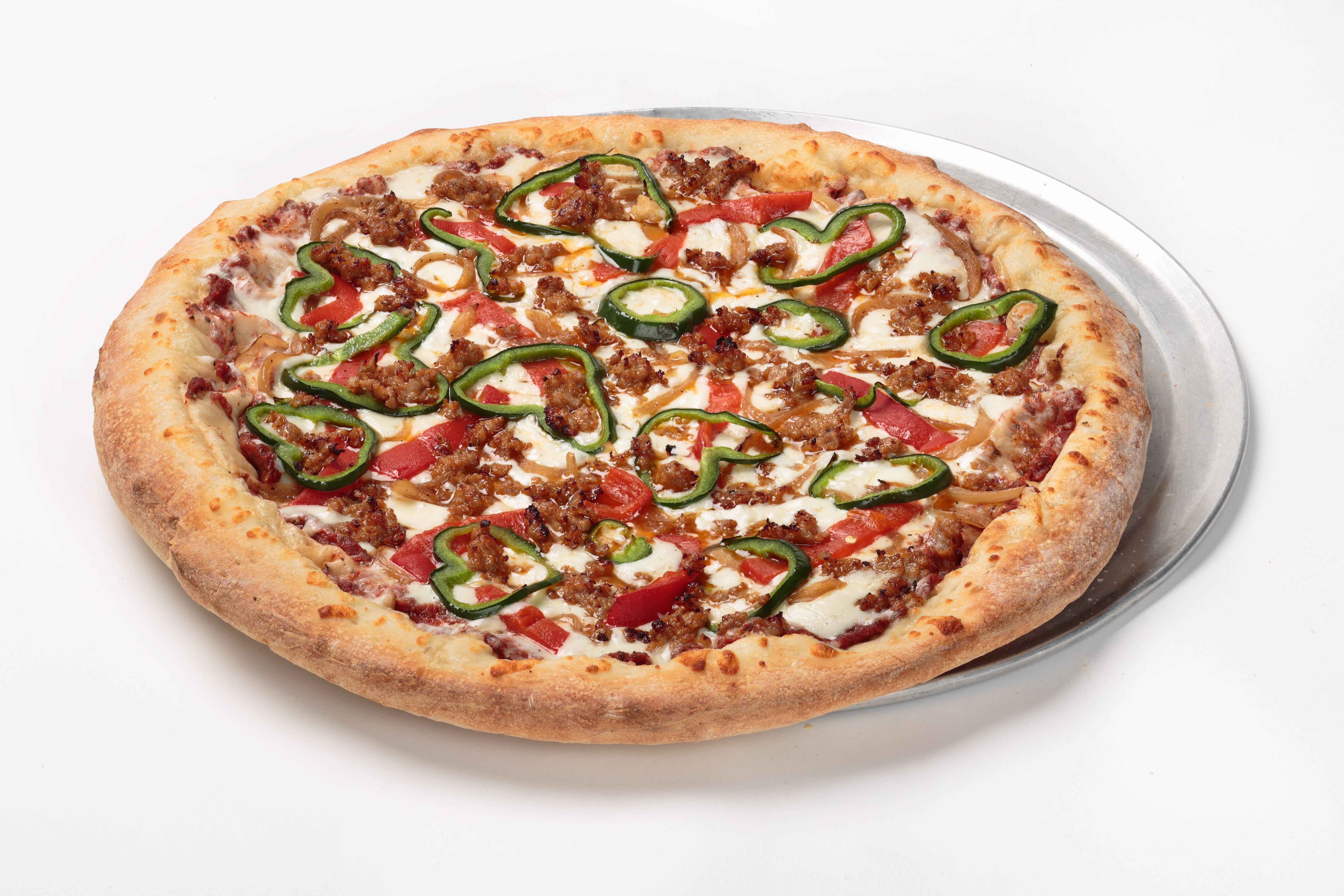 Order Hot Spicy Sausage Pizza - Small 10'' (4 Slices) food online from Oggi's pizza & brewing co. store, Garden Grove on bringmethat.com