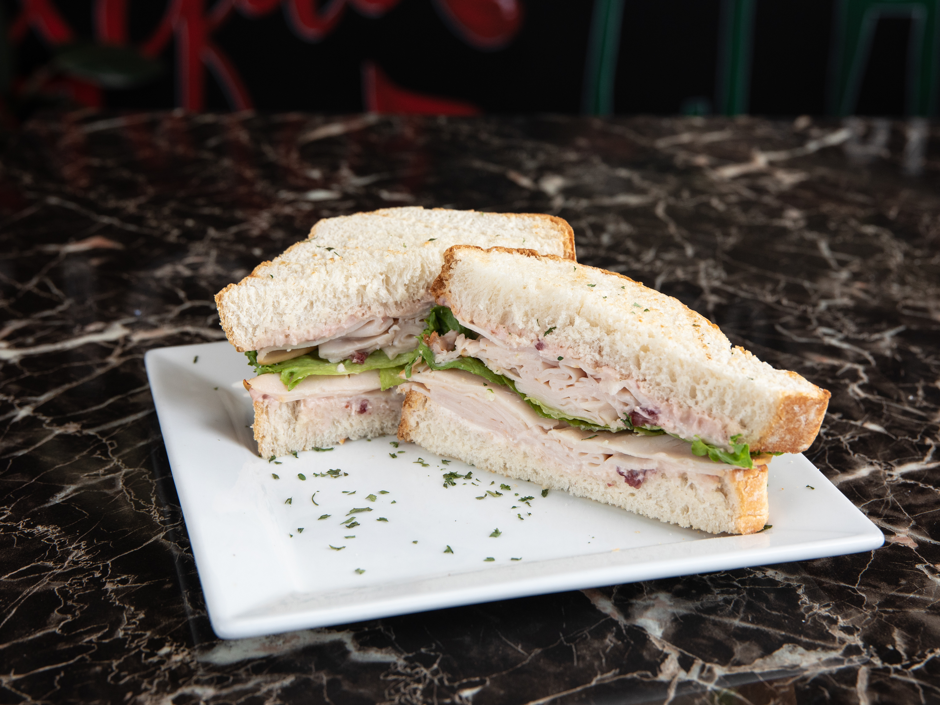 Order Cranberry with Cream Cheese Turkey Sandwich food online from Angello 2 Go store, Canton on bringmethat.com