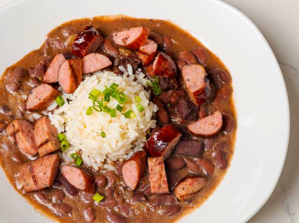 Order Cup Red Beans & Rice with Sausage food online from The Rouxpour store, Houston on bringmethat.com