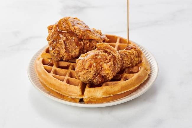 Order Chicken (2) & Waffles food online from Cornbread store, Newark on bringmethat.com