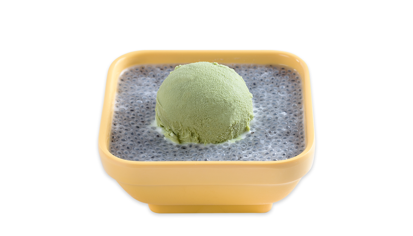 Order V4. Basil Seeds and Matcha Ice Cream  food online from Sweethoney Dessert store, Colma on bringmethat.com