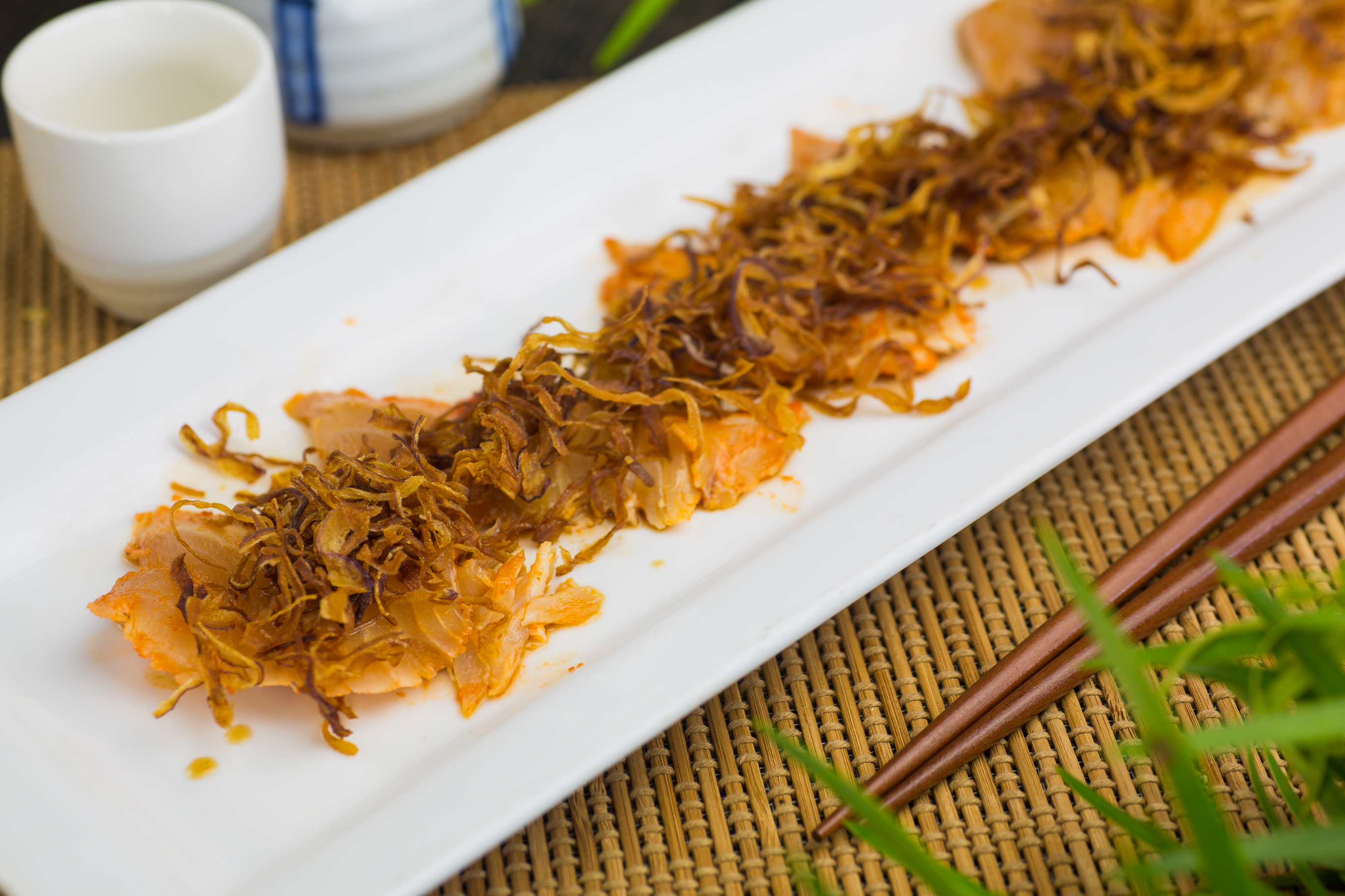 Order 6 Piece Spicy with Crispy Onion Albacore food online from Shin store, Long Beach on bringmethat.com