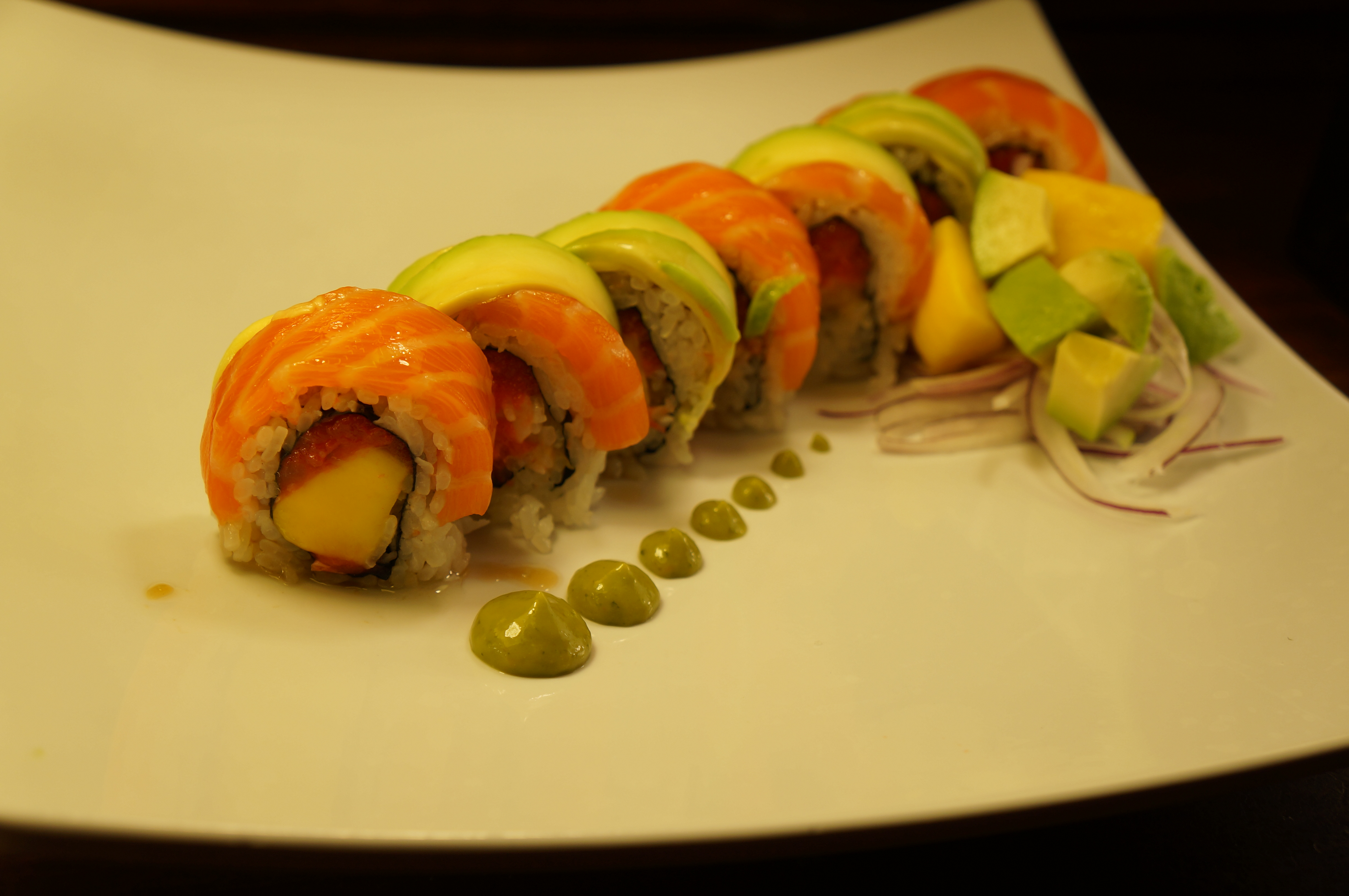 Order Tropical Roll food online from Tomo Sushi store, Laguna Woods on bringmethat.com