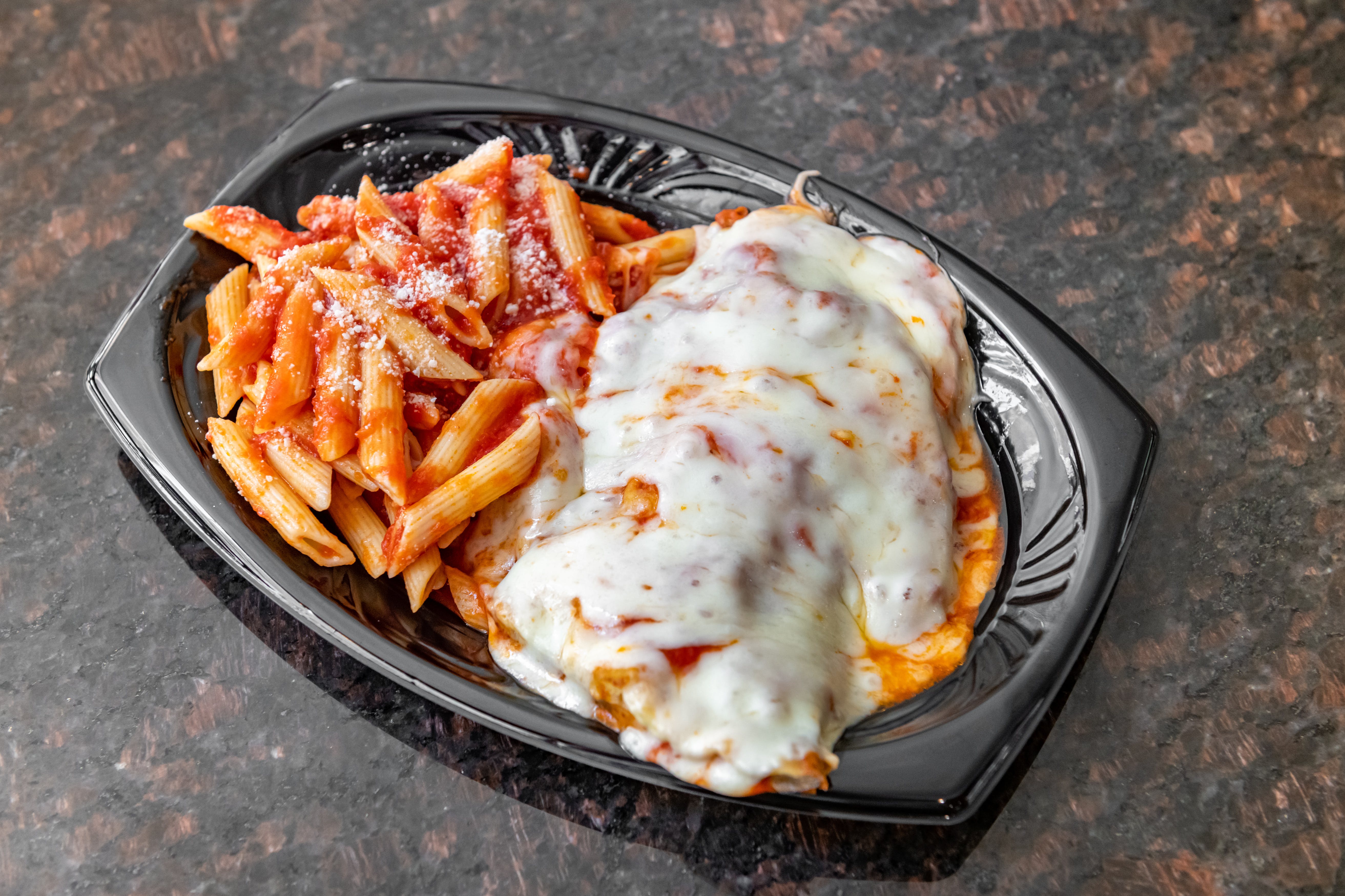 Order Chicken Parmigiana with Side of Pasta - Entree food online from Bravo Pizza store, New York on bringmethat.com