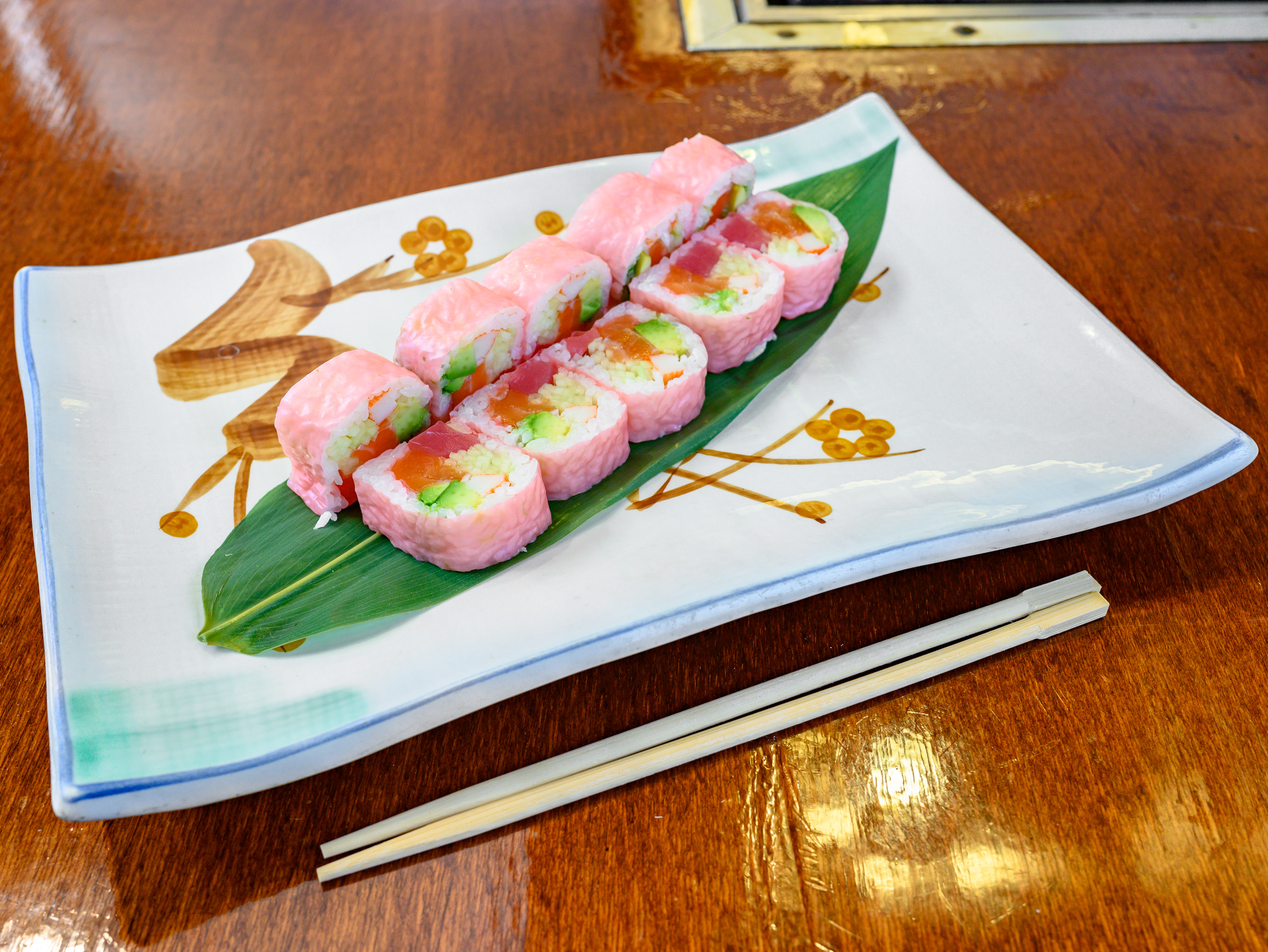 Order Pink Lady Special Roll  food online from Sakura Japanese Steakhouse & Sushi Bar store, Henrico on bringmethat.com