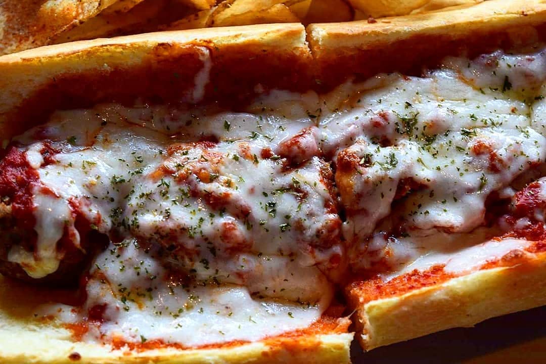 Order Meatball Parma Sandwich - Sandwich food online from Mr P Pizza & Pasta store, North Wales on bringmethat.com