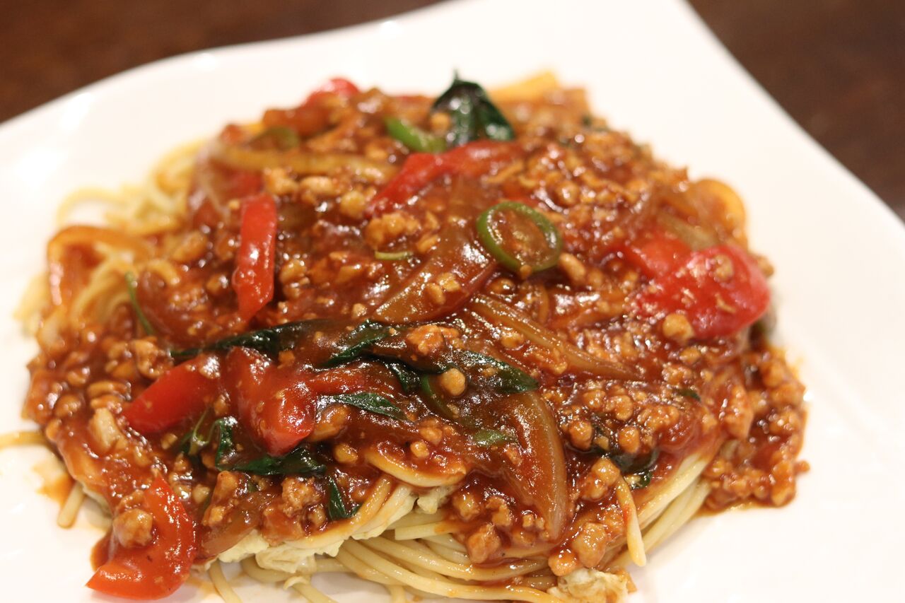 Order Thai Basil Spaghetti food online from Capital Noodle Bar store, Brea on bringmethat.com