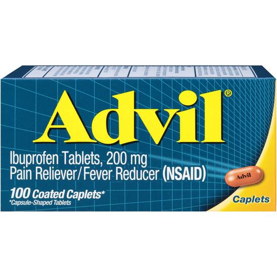 Order Advil Pain Reliever and Fever Reducer Coated Caplets with Ibuprofen 200 mg (100 ct) food online from Rite Aid store, BETHEL PARK on bringmethat.com