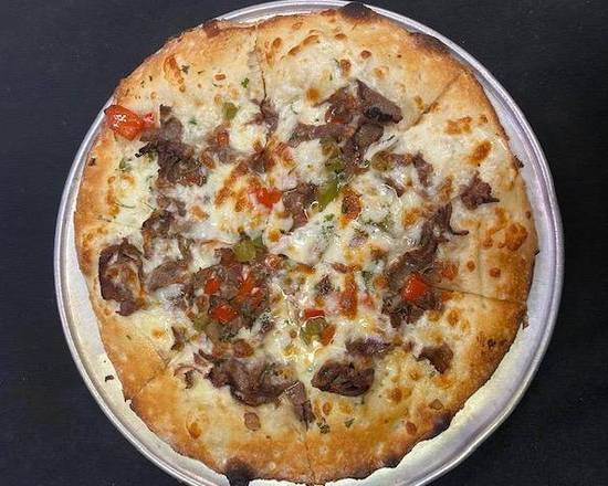 Order 10" Cheesesteak Pizza food online from The Quarter Bar & Grill store, Addison on bringmethat.com
