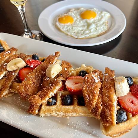 Order Belgium Style Waffle food online from Ado Kitchen & Bar store, Boulder on bringmethat.com