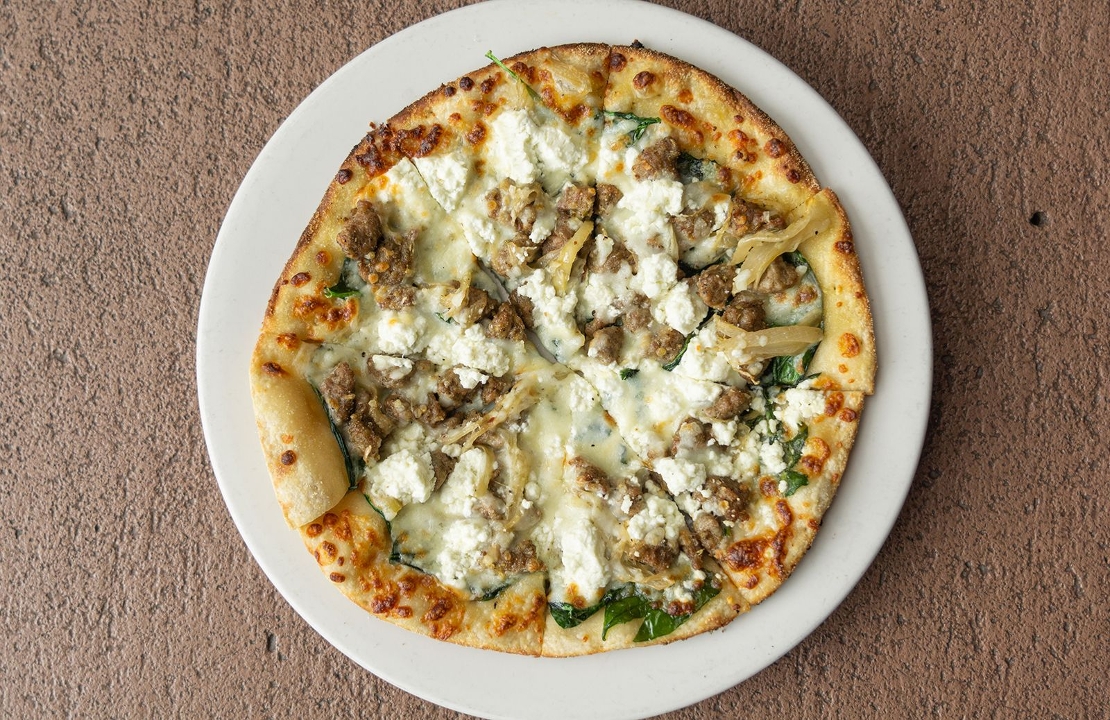 Order Sausage & Goat Cheese Pizza food online from Blue Water store, Grand Rapids on bringmethat.com