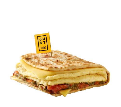Order JUST Egg™, Roasted Tomato & Pesto Flatbread food online from Caribou Coffee store, Sioux City on bringmethat.com