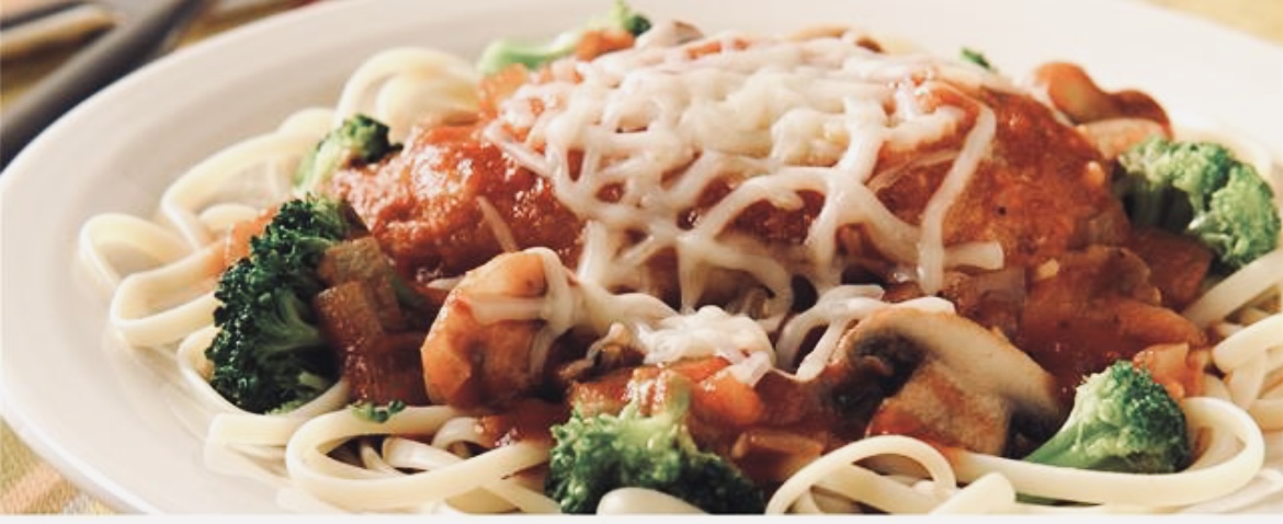Order Chicken parmigiana w/ spaghetti and broccoli  food online from Good health cafe store, New York on bringmethat.com