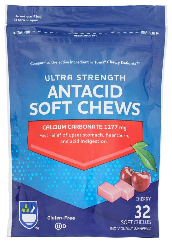 Order Rite Aid Ultra Strength Antacid Soft Chews Cherry (32 ct) food online from Rite Aid store, BETHEL PARK on bringmethat.com