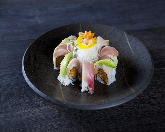 Order FR9 Yellowtail Delight Roll 4pcs food online from Ginza Sushi store, Torrance on bringmethat.com
