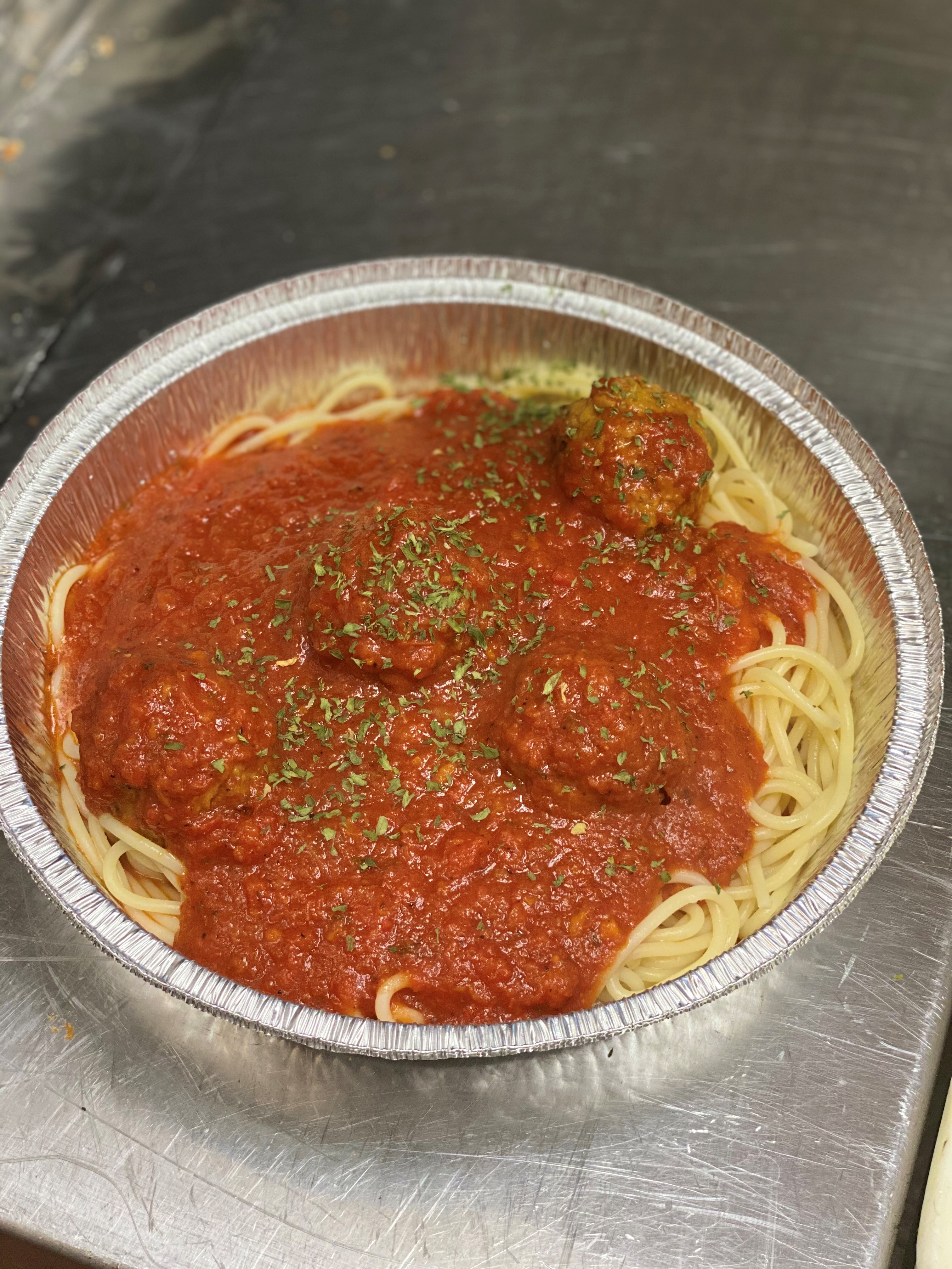 Order Pasta with Marinara Sauce and Beef Meatballs food online from Three Brothers Pizza store, Greenbelt on bringmethat.com