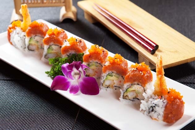 Order T-1. Hot Night Roll food online from Crazy Rock'n Sushi store, Irvine on bringmethat.com