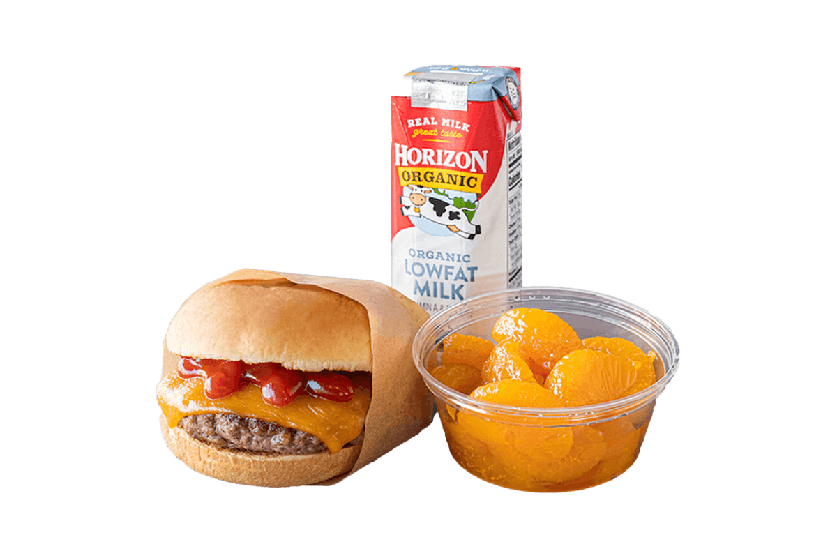 Order 100% Grass-Fed, Organic Beef Cheeseburger Kid’s Meal food online from Elevation Burger store, Reading on bringmethat.com